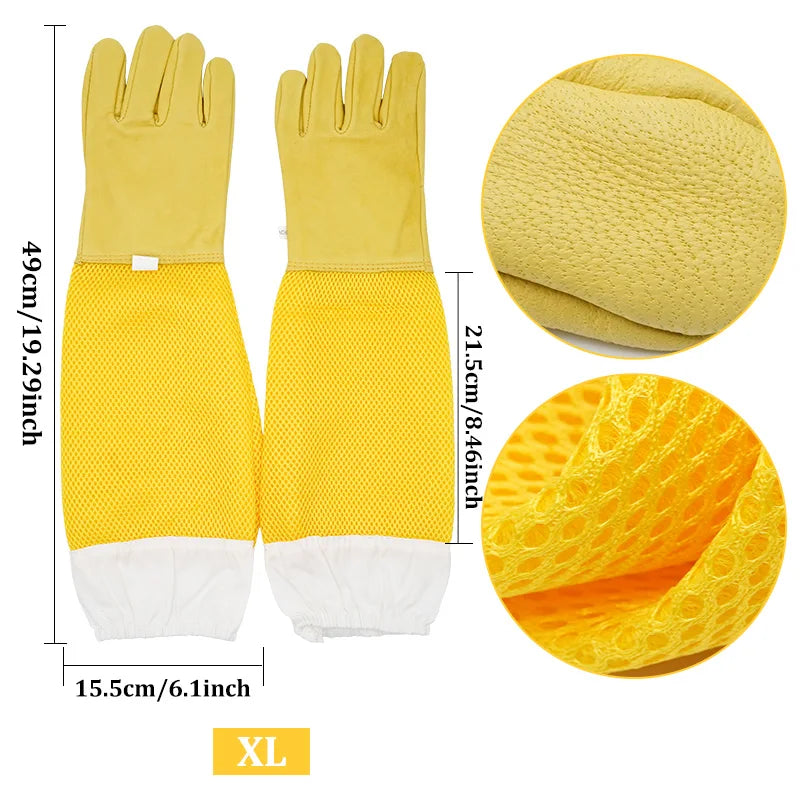 Beekeeping Gloves – Sheepskin Leather with Ventilated Sleeves