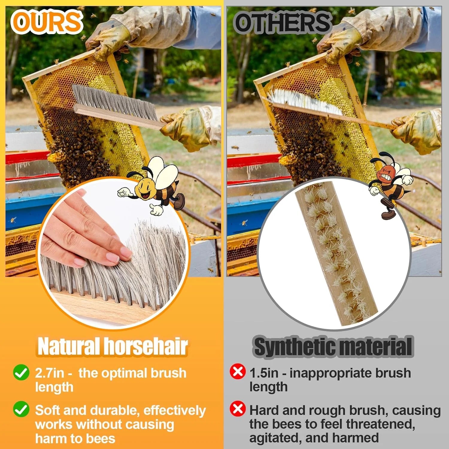 Hive Tool & Bee Brush Set – Stainless Steel J-Hook