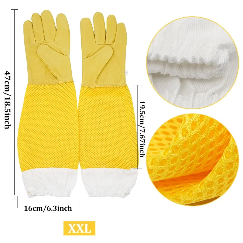 Beekeeping Gloves – Sheepskin Leather with Ventilated Sleeves