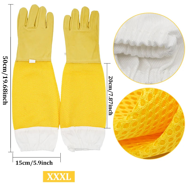 Beekeeping Gloves – Sheepskin Leather with Ventilated Sleeves