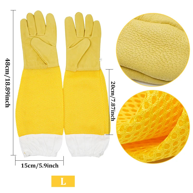 Beekeeping Gloves – Sheepskin Leather with Ventilated Sleeves