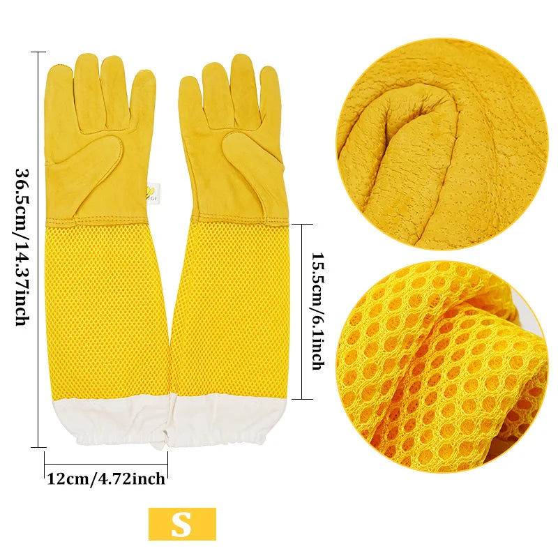 Beekeeping Gloves – Sheepskin Leather with Ventilated Sleeves