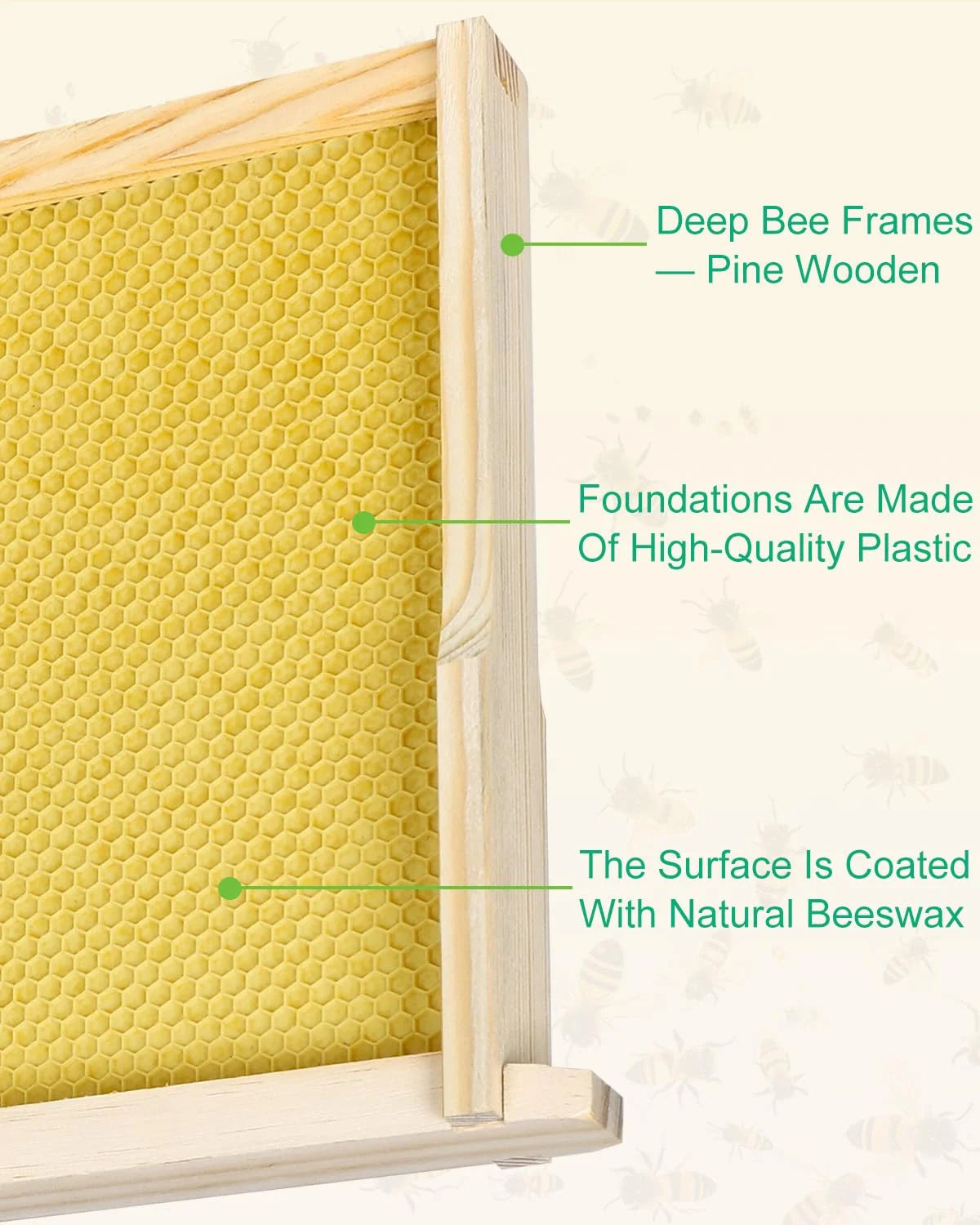 Deep Bee Frames with Wax Foundation – 10 Pack (Langstroth)