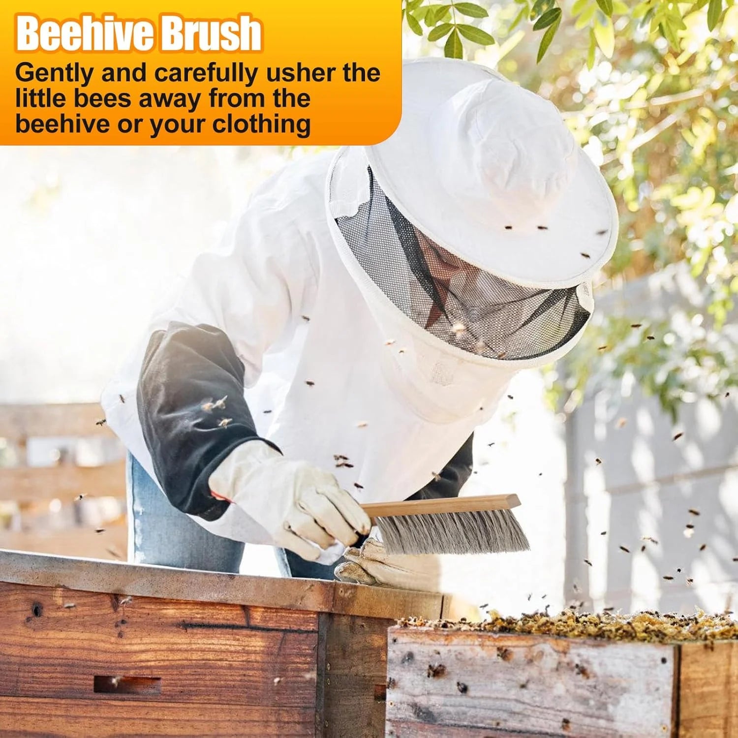 Hive Tool & Bee Brush Set – Stainless Steel J-Hook