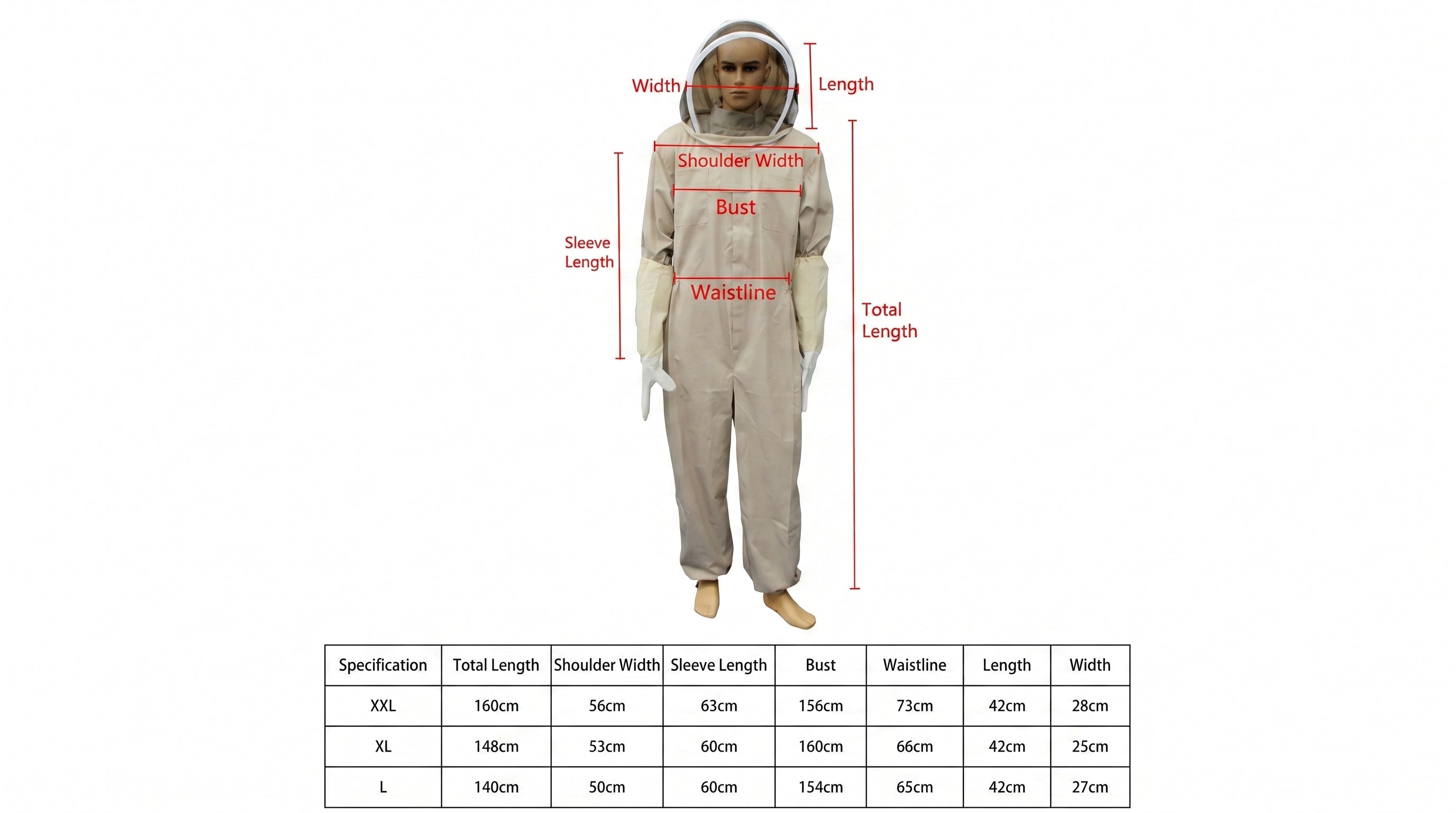 Ventilated Full-Body Beekeeping Suit with Veil & Gloves